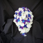 Real touch calla lily, galaxy orchid, purple blue orchid bridal bouquet, teardrop bouquet, island orchid, artificial flowers
