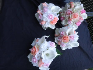 Real touch rose, calla lily,  hydrangea bouquet, light pink, peach, cream and white real touch flower bouquet, artificial bouquet - Image 8