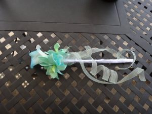 Flower girl wand, calla lily wand mint, blue, picasso calla
