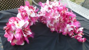 Hot pink orchid and tiger lily cascading bouquet - Image 3