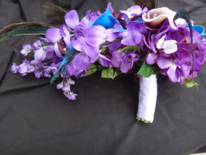 Cascading purple and blue bridal bouquet - Image 7