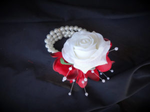Real touch rose, red orchid wrsit corsage, wristlet, for prom, bridesmaids, rose, white rose