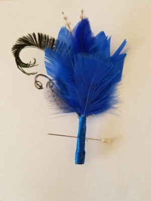 Peacock  boutonniere, white feather, customize ribbon color to match your wedding colors - Image 3