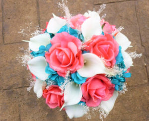 Coral and turquoise bouquet - Image 5