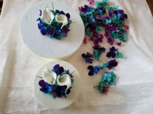 Galaxy orchid cake topper 2 pieces topper and loose flowers, purple blue orchid cake topper, singapore orchids, calla - Image 3