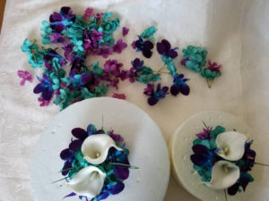 Galaxy orchid cake topper 2 pieces topper and loose flowers, purple blue orchid cake topper, singapore orchids, calla - Image 4