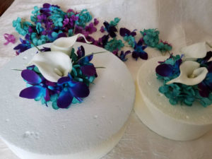 Galaxy orchid cake topper 2 pieces topper and loose flowers, purple blue orchid cake topper, singapore orchids, calla