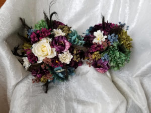 Teal and plum bouquet with peacock feathers - Image 7