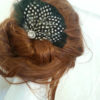 Black, guinea, polka dot feather clip, feather accessory, feather fascinator