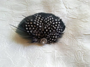 Black, guinea, polka dot feather clip, feather accessory, feather fascinator - Image 2