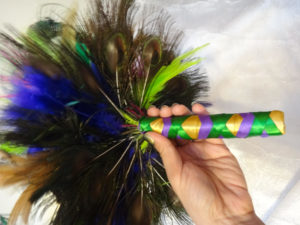 Peacock bridal bouquet, accented with rhinestones, floral feather bouquet, purple, fuchsia, lime, green, gold - Image 6