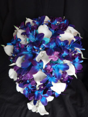 Blue galaxy orchid teardrop bouquet - Image 2
