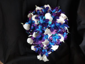 Blue galaxy orchid teardrop bouquet