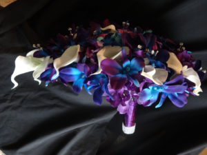 Blue galaxy orchid teardrop bouquet - Image 4