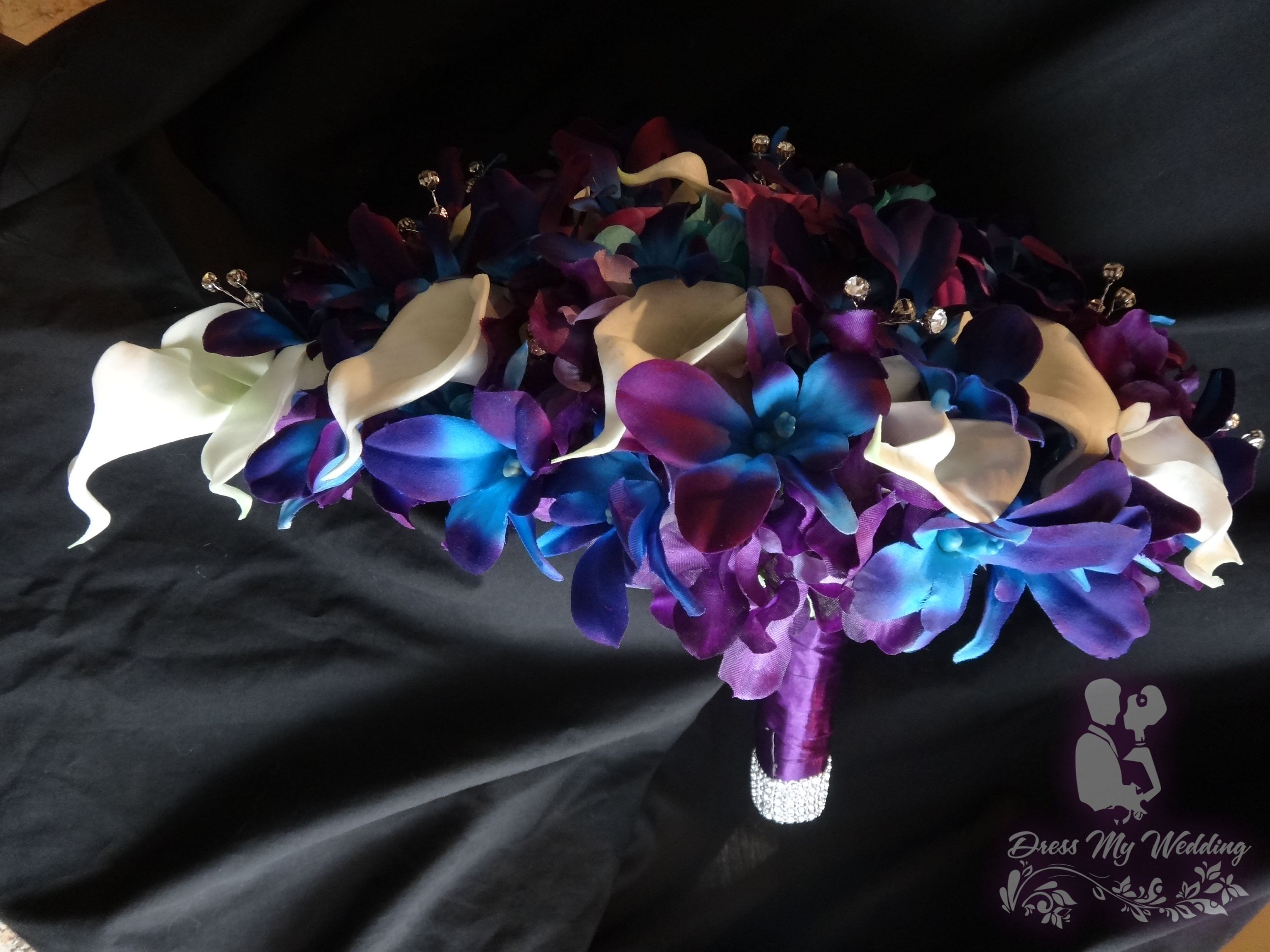 Dress My Wedding Blue Galaxy Orchid Teardrop Bouquet