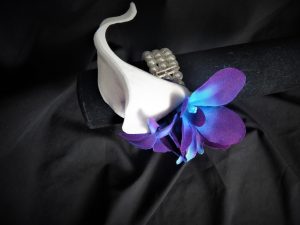 Galaxy orchid, real touch calla lily wrist corsage, purple blue orchid, artificial flowers, wrist corsages - Image 2