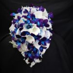 Real touch calla lily, galaxy orchid, purple blue orchid bridal bouquet, teardrop bouquet, island orchid, artificial flowers