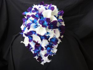 Real touch calla lily, galaxy orchid, purple blue orchid bridal bouquet, teardrop bouquet, island orchid, artificial flowers - Image 2