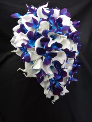Real touch calla lily, galaxy orchid, purple blue orchid bridal bouquet, teardrop bouquet, island orchid, artificial flowers - Image 4