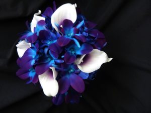 Galaxy orchid and picasso calla small bouquet
