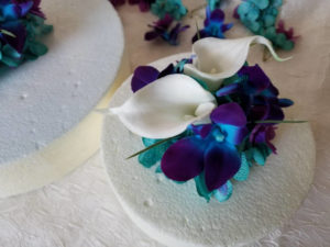 Galaxy orchid cake topper 2 pieces topper and loose flowers, purple blue orchid cake topper, singapore orchids, calla - Image 5
