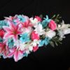 Pink lily and aqua cascading bridal bouquet - Image 2