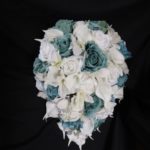 Ivory & teal cascading bouquet