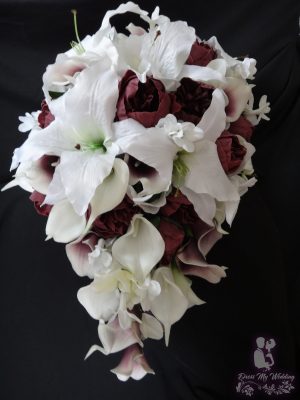 Plum and casablanca lily cascading bouquet