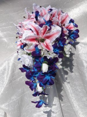 Tiger lily and galaxy orchid Cascading bridal bouquet - Image 4
