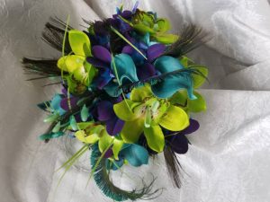 Teal and green bridal bouquet with galaxy orchids - Image 4