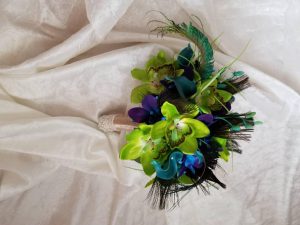 Teal and green bridal bouquet with galaxy orchids - Image 7