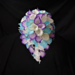 Real touch calla lily cascading purple, lavender, turquoise, bridal bouquet, real touch flowers, artificial teardrop bouquet