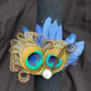 Navy peacock wrist corsage, boutonniere, prom, wedding, bridesmaid - Image 5