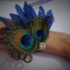 Navy peacock wrist corsage, boutonniere, prom, wedding, bridesmaid - Image 4