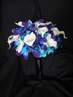 Galaxy orchid and turquoise bridal bouquet - Image 4