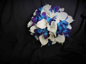 Galaxy orchid and turquoise bridal bouquet - Image 2