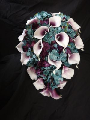 Teal and plum cascading bouquet - Image 2