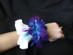 Galaxy orchid, real touch calla lily wrist corsage, purple blue orchid, artificial flowers, wrist corsages - Image 4