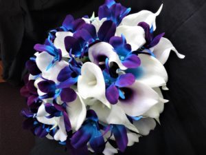 Real touch calla lily, galaxy orchid, purple blue orchid bridal bouquet, teardrop bouquet, island orchid, artificial flowers - Image 3