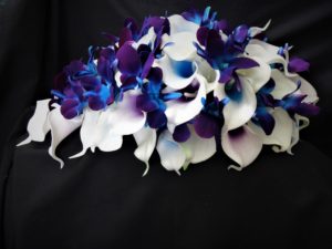 Real touch calla lily, galaxy orchid, purple blue orchid bridal bouquet, teardrop bouquet, island orchid, artificial flowers - Image 5