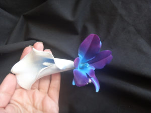 Picasso Calla lily galaxy orchid boutonniere, real touch calla lilies - Image 2