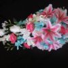 Pink lily and aqua cascading bridal bouquet - Image 3