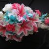 Pink lily and aqua cascading bridal bouquet - Image 5