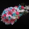Pink lily and aqua cascading bridal bouquet - Image 6