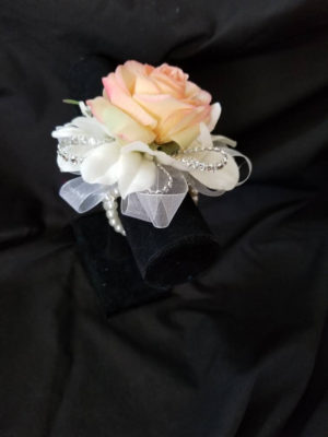 Real touch rose, orchid wrsit corsage, wristlet, for prom, bridesmaids, pink rose, white rose - Image 2
