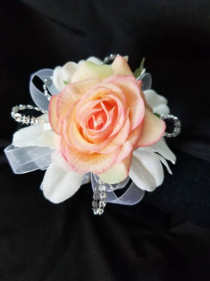 Real touch rose, orchid wrsit corsage, wristlet, for prom, bridesmaids, pink rose, white rose