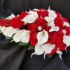 Red, white teardrop bouquet, artificial silk Rose, real touch calla, teardrop, cascading bouquet, bridal bouquet - Image 2