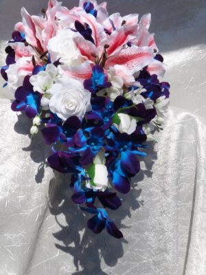 Tiger lily and galaxy orchid Cascading bridal bouquet - Image 5