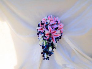Tiger lily and galaxy orchid Cascading bridal bouquet - Image 7