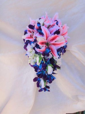 Tiger lily and galaxy orchid Cascading bridal bouquet - Image 2